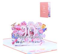 FloraVigo Carte d'anniversaire, Carte pop-up pour anniversaire, Carte pop-up fleur, Carte 3D pop-up pour anniversaire (Carte d'anniversaire pour le 90e anniversaire)