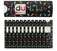 FloraVigo Lot de 12 boîtes cadeau au chocolat « Schön dass du da bist » pour baptême, anniversaire, mariage, remise de diplôme Noir