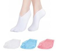 FloraVigo Lot de 3 paires de chaussettes de nuit hydratantes cosmétiques et hydratantes pour homme et femme lotion hydratante pour sec (blanc rose bleu ciel)