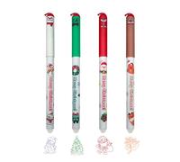 FloraVigo Lot de 4 gommes à encre gel - Motif de Noël - Pointe ogive pour enlever l'encre - Rouge, bleu, vert, orange - Diamètre de la pointe : 0,5 mm - Pour Noël