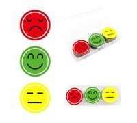 FloraVigo Lot de 42 aimants Smiley, Tableau de récompense pour Enfants, Bonne Attraction magnétique, avec boîte en polypropylène, Humeur, Tableau, Cadeau de Bureau, 2,5 cm (Visage Souriant)