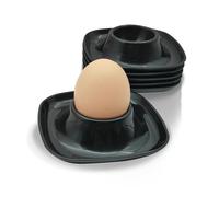 FloraVigo Lot de 6 coquetiers en plastique incassables, porte-œufs noirs, coquetiers sains de qualité alimentaire, articles de cuisine, cadeaux de vaisselle pour enfants et camping