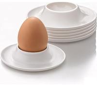 FloraVigo Lot de 6 plateaux à œufs en plastique incassables, porte-œufs blancs, coquetiers sains de qualité alimentaire, articles de cuisine, cadeaux de vaisselle pour enfants et camping