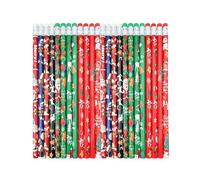 FloraVigo Lot de 72 crayons de Noël avec gomme, ensemble de crayons de Noël en bois, convient pour les élèves du primaire, le papier de Noël, les prix, les crayons avec motifs de dessin animé