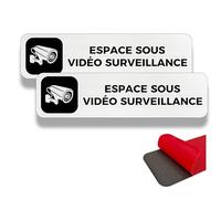 FloraVigo Panneau de Caméra, 2 Panneaux de Propriété Privée, 19×5 cm, Alarme de Sécurité, Intérieur/Extérieur, en Aluminium, Avec Autocollant (Vidéo Surveillance)