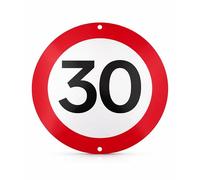 FloraVigo Panneau de limitation de vitesse 30 km/h, panneau rond en aluminium 1 mm, décoration d’anniversaire 30 ans, panneau de signalisation décoratif pour fête, mur, porte et accessoires photo