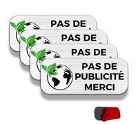 FloraVigo Pas de Publicité Merci 60x25 mm Plaque pour bôite aux Lettres Aluminium brossé Aspect Acier inox auto-adhésif,Interdiction de publicité (4) (PAS DE PUBLICITÉ MERCI)