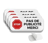 FloraVigo Pas de Publicité Merci 60x25 mm Plaque pour bôite aux Lettres Aluminium brossé Aspect Acier inox auto-adhésif,Interdiction de publicité, panneau de boîte aux lettres (4)