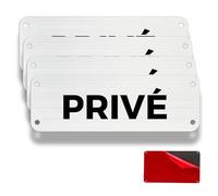 FloraVigo Plaque de porte privée, 4 panneaux de propriété privée, 15×5 cm, aluminium brossé, épaisseur 2 mm, intérieur/extérieur, étanche, avec autocollant (Privé)