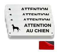 FloraVigo Propriété privée, 4 panneaux propriété privée, 15×5 cm, intérieur/extérieur, panneau aluminium, panneau d'avertissement, avec autocollant (Attention au Chien)