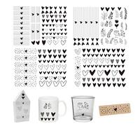 FloraVigo Rub On Lot de 4 autocollants d'environ A5 19 x 14 cm avec inscription en allemand pour anniversaire, mariage, maison, film d'essuyage pour meubles, verre, bois, album photo, bricolage