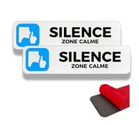 FloraVigo ZONE CALME, 2 panneaux de rappel, keep quiet, 19×5 cm, intérieur/extérieur, panneau aluminium, avec autocollants (SILENCE)