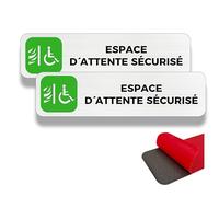 FloraVigo Zone d'attente sécurisée, 2 panneaux, zone d'attente d'urgence, 19×5 cm, intérieur/extérieur, panneau en aluminium, avec autocollants (Espace d'Attente Sécurisé)