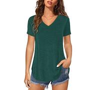 Florboom Tunique à manches longues et manches courtes col en V pour femme, Vert armée., XL
