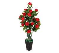 Flore Artificielle en Pot, Fausses Fleurs, Roses artificielles Pot de Fleur Noir, pour Mariage, Maison, Bureau, fête, hôtel