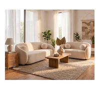 Flore - Ensemble de canapés droits 2+3 places tissu bouclette - Beige