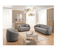 Flore - Fauteuil en tissu bouclette - Gris
