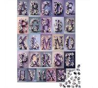 Florel Alphabet Letters 1000 Pièces Carton Épais Jeu De Puzzle Senior Jigsaw Enthusiastes Décompression Concentration Décoration Murale 52x38cm/1000pcs