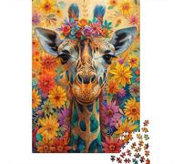 Florel Giraffe Art 1000 Pièces Carton Robuste Jeu De Puzzle pour Adultes Enfants Jeu Stimulant Décoration Murale Le 38x26cm/1000pcs