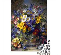 Florel Still Life Painting 1000 Pièces Carton Épais Puzzle Classique Senior Jigsaw Enthusiastes Difficile Défiant Décoration Murale Pack De Valeur 38x26cm/1000pcs