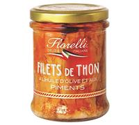 Florelli - Filets de thon à l'huile pimentée, saveurs du monde, produit en Europe et Méditerranée, 200g - Le Lot De 3