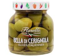 FLORELLI - Olives Vertes Entières Italiennes, Saveur Authentique et Texture Croquante (Pot 320g) - lot de 3 - Vendu par Lot