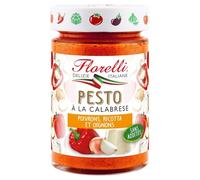FLORELLI - Sauce Pesto Calabrese | Onctueuse et savoureuse | À utiliser pour vos plats de pâtes | le pot de 190 g | LOT DE 4