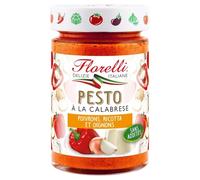 FLORELLI - Sauce Pesto Calabrese - Poivrons Ricotta et Oignons · Pecorino Romano AOP · Sans Additifs · Incontournable pour Pâtes Bruschetta et Carpaccio - Le Pot de 190g - Le Lot De 4