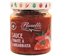 FLORELLI - Sauce tomate all'arrabbiata | Savoureuse et épicée | Parfaite pour vos plats de pâtes | le pot de 250g | LOT DE 4