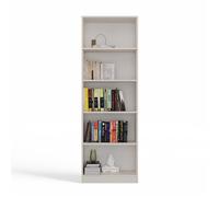 FLORENCE - Bibliothèque 5 étagères - Dimensions 182x60x30 cm - Meuble de rangement livres - Beige