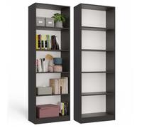 FLORENCE - Bibliothèque 5 étagères - Dimensions 182x60x30 cm - Meuble de rangement livres - Gris