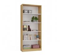 FLORENCE - Bibliothèque 5 étagères - Dimensions 182x80x30 cm - Meuble de rangement livres - Chêne artisan