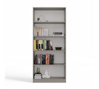 FLORENCE - Bibliothèque 5 étagères - Dimensions 182x80x30 cm - Meuble de rangement livres - Gris