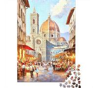 Florence Cathedral Market Scene Plaque Métallique Rétro 38x26cm/1000pcs pour Le Pub Ou Le Café, Décoration pour Une Nouvelle Pièce De La Maison