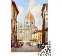 Florence Cathedral Painting-18 Plaque en Métal Rustique 70x50cm/1000pcs pour Le Pub Ou Le Café, Idée De Cadeau À Noël pour Les Amateurs De Déco Rustique