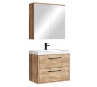 Florence Ensemble de meubles de salle de bain (chêne châtaigné, ensemble avec armoire à miroir)