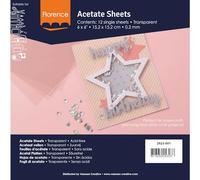 Florence Feuilles d'Acétate - 15,2 x 15,2 cm - 0,2 mm - 12 Feuilles Plastique - Papier Transparent pour le Scrapbooking, les Cartes de Vœux, la Peinture et l'Art Journaling