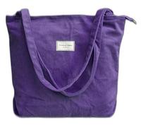Florence Happy @ England Cambridge ElChic-Sac fourre-tout épais en velours côtelé avec fermeture éclair, élégant, durable et imperméable, Lavande foncé, Large