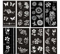 Florence Lot De 8 Feuilles De Tatouage Motif Fleurs Et Papillons