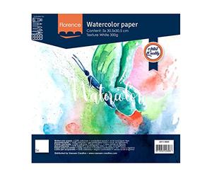 Florence Papier Aquarelle 30,5 x 30,5 cm - 5 pcs - Blanc Rugueux - 300 g | Dessin, Calligraphie, Peinture à l'eau