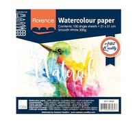 Florence Papier Aquarelle Lisse - 21 x 21 cm - Blanc - 100 feuilles - 300 g/m² - Sketchbook pour le Dessin, la Calligraphie et la Peinture à l'Aquarelle