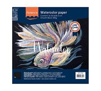 Florence Papier Aquarelle Lisse - 30,5 x 30,5 cm - Noir - 5 feuilles - 300 g/m² - Sketchbook pour le Dessin, la Calligraphie et la Peinture à l'Aquarelle