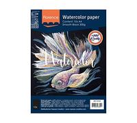 Florence Papier Aquarelle Lisse - A4 - Noir - 10 feuilles - 300 g/m² - Sketchbook pour le Dessin, la Calligraphie et la Peinture à l'Aquarelle