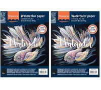 Florence Papier Aquarelle Lisse - A4 - Noir - 10 feuilles - 300 g/m² - Sketchbook pour le Dessin, la Calligraphie et la Peinture à l'Aquarelle (Lot de 2)