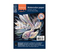 Florence Papier Aquarelle Lisse - A5 - Noir - 15 feuilles - 300 g/m² - Sketchbook pour le Dessin, la Calligraphie et la Peinture à l'Aquarelle