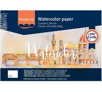 Florence Papier Aquarelle Rugueux A5 - Blanc Cassé - 24 Feuilles - 300 G/M² - Sketchbook Pour Le Dessin, La Calligraphie Et La Peinture À L'aquarelle