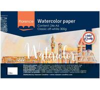 Florence Papier Aquarelle Rugueux A5 - Blanc Cassé - 24 Feuilles - 300 G/M² - Sketchbook Pour Le Dessin, La Calligraphie Et La Peinture À L'aquarelle