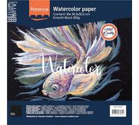 Florence Papier Aquarelle Texture Lisse 30,5 x 30,5 cm - Noir - 50 feuilles - 300 g/m² - Sketchbook pour le Dessin, la Calligraphie et la Peinture à l'Aquarelle