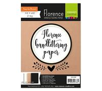 Florence Papier Calligraphie - A4 - Blanc, Noir, Blanc Cassé, Kraft - 60 pcs - 216 g/m² - Lisse - pour Calligraphie, Scrapbooking, Cartes de Vœux et Art Journalling