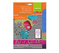 Florence Papier Pailleté Autocollant - A5 - Summer Vibes - 5 Feuilles - 160 g/m² - Papier Cartonné Couleur Auto-Adhésif pour Scrapbooking, Cartes et Invitations